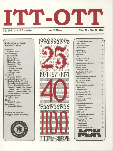 1996 - 29. évf., 2 szám